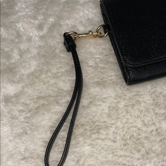 Coach Black Wristlet with Gold Accents Coach Flap Phone Wallet Midnight - Picture 10 of 11